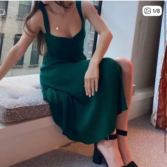 Reformation “Mary” Emerald Spruce Green Midi Dress - Picture 7 of 9